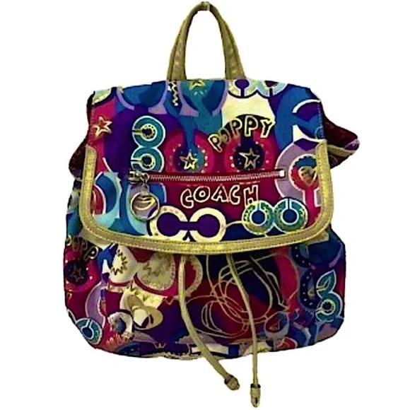COACH Poppy Pop C Graffiti Backpack Wide Adjustable Straps W/ COACH DUST BAG - Picture 10 of 11
